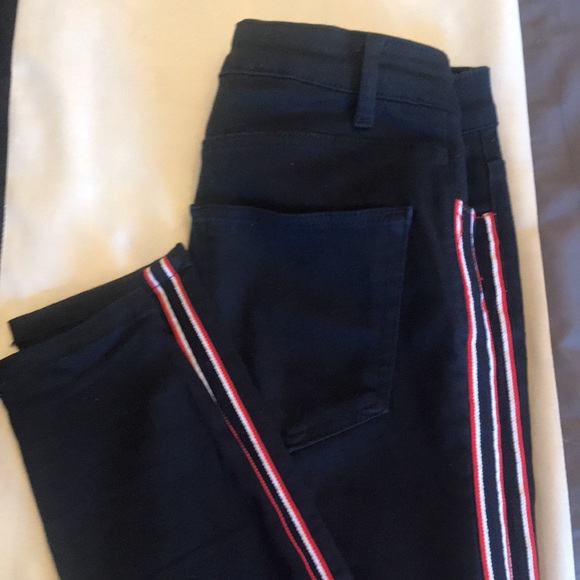 Zara Navy Blue Skinny Jeans with side strip size 2 - Picture 3 of 7